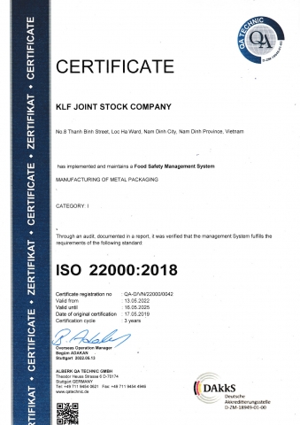 Chứng nhận ISO 22000:2018