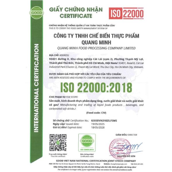 Chứng nhận ISO 22000:2018