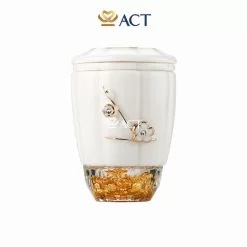 Cốc uống trà sứ đúc vàng