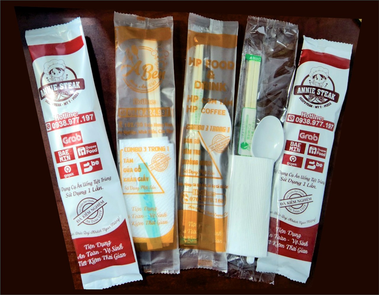 Combo 4 món: Đũa,tăm, muỗng, khăn giấy