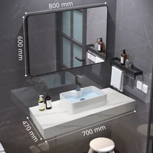 Combo bàn đá trắng 1 tầng chống trầy gương thépTLVBD-53