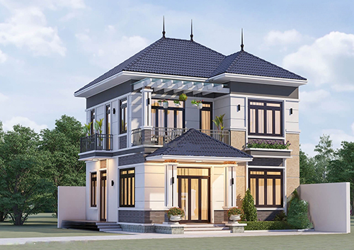 Công trình nhà mái Nhật 2 tầng của gia đình anh Dầu