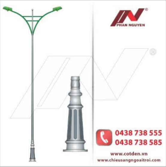 Cột đèn cao áp lắp đế gang