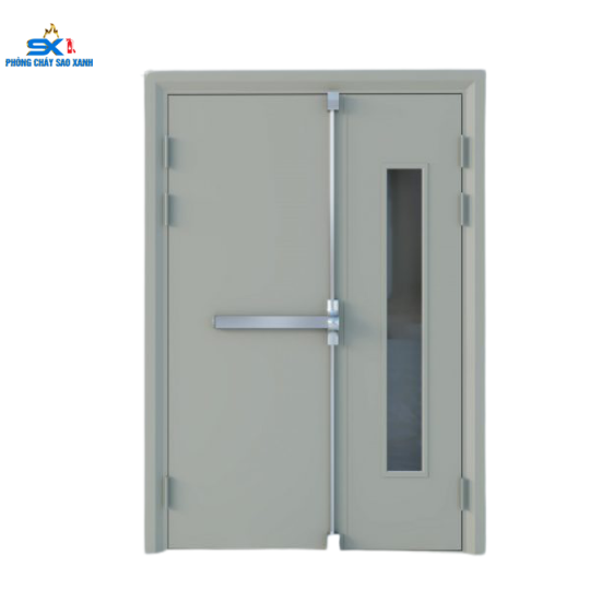 Cửa chống cháy 2 cánh khóa tay gạt