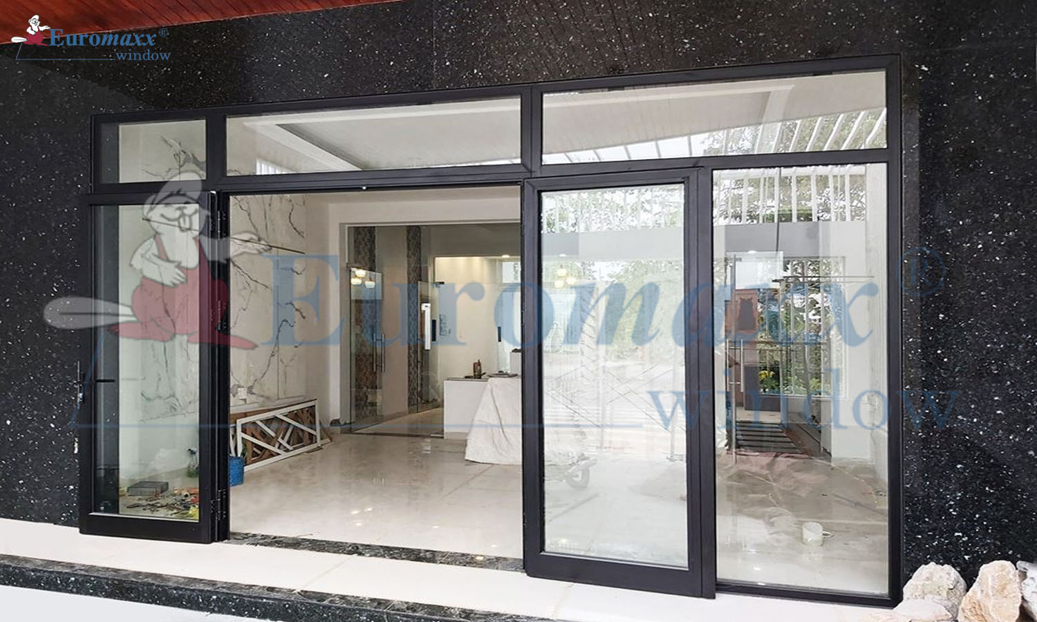 ửa nhôm Xingfa 4 cánh mở quay