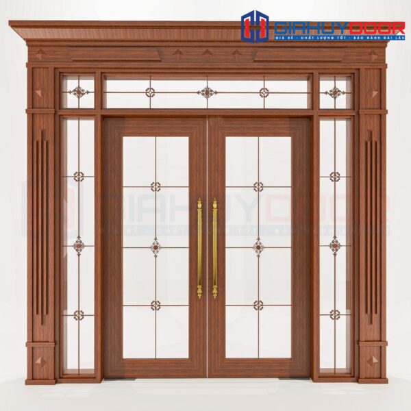 Cửa nhôm vân gỗ 68