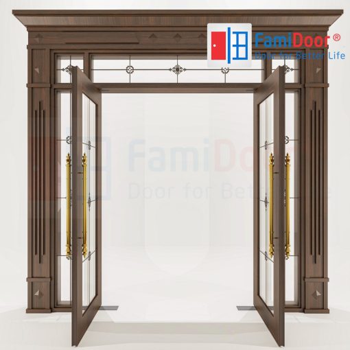 Cửa nhôm vân gỗ 70