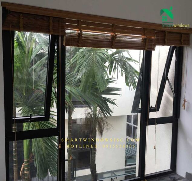 Cửa sổ mở hất 2 cánh liền vách cố định nhôm Xingfa 55