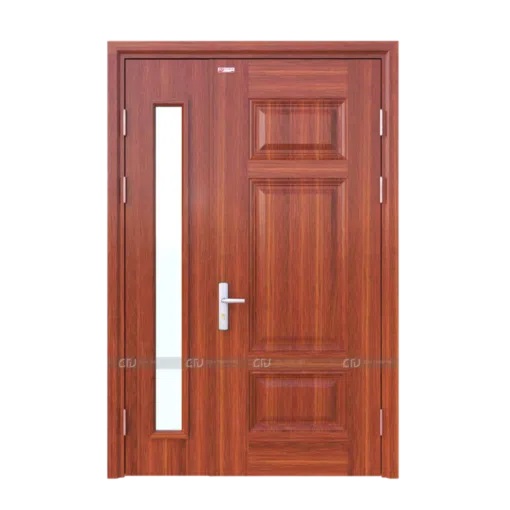 Cửa thép vân gỗ 2 cánh lệch CTV-2.013