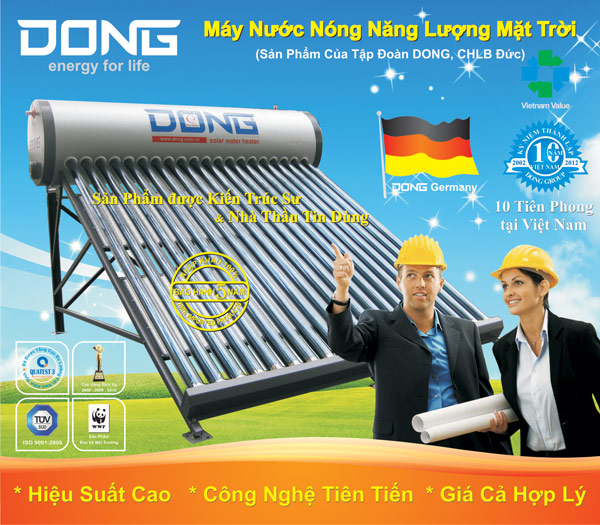 Máy nước nóng năng lượng mặt trời dạng ống thủy tinh