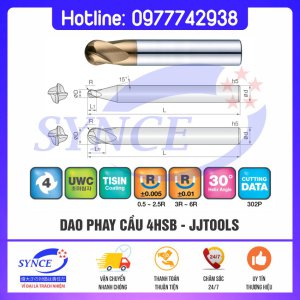 Dao Phay Cầu 4HSB 4F JJTOOLS – Dao Phay Thép 62HRC