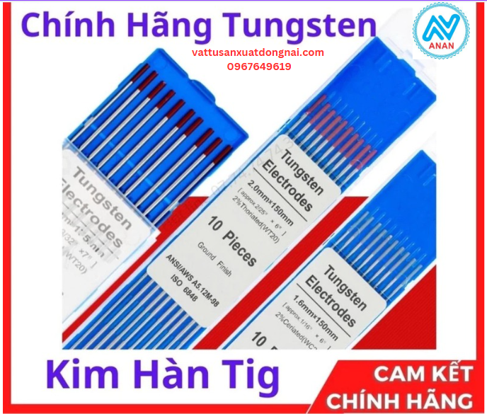 Kim hàn TIG - Điện cực TUNGSTEN (đầu đỏ)