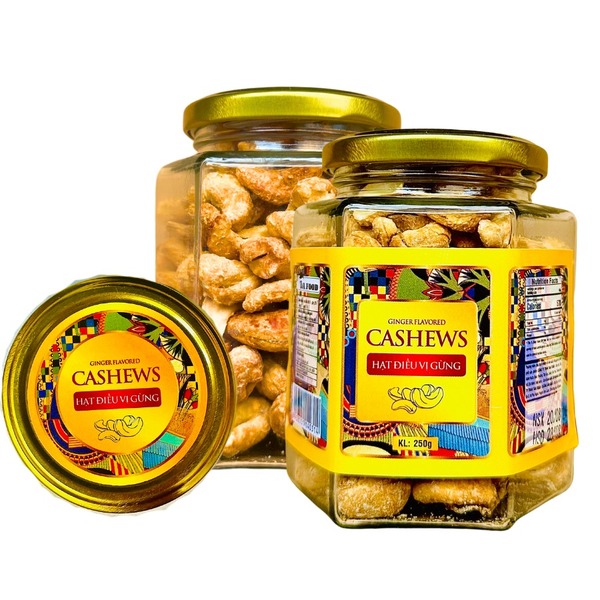 Điều vị gừng khối lượng tịnh 250g - Hủ thủy tinh lục giác 500ml