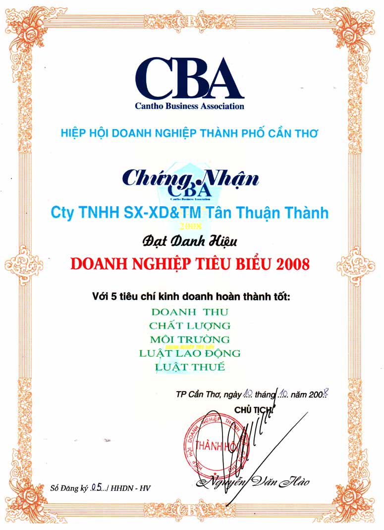 Doanh nghiệp tiêu biểu năm 2008
