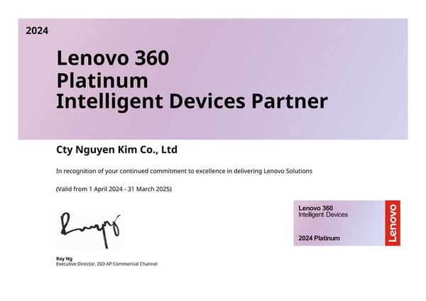 Đối tác bạch kim cung cấp các thiết bị thông minh của Lenovo 360 năm 2024