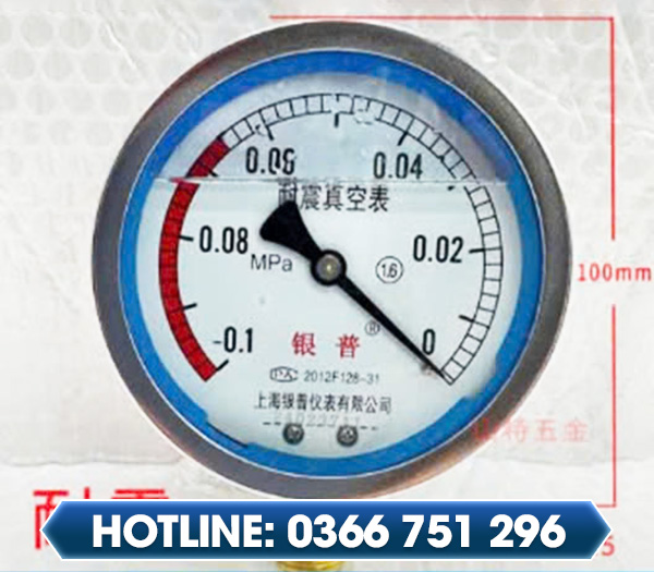 Đồng hồ đo áp suất đầu vào chống sốc YN100 chống rung 0.1 - 0 MPa