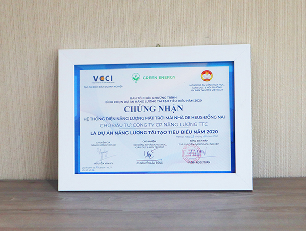 Dự án năng lượng mặt trời tiêu biểu 2020 (bằng)