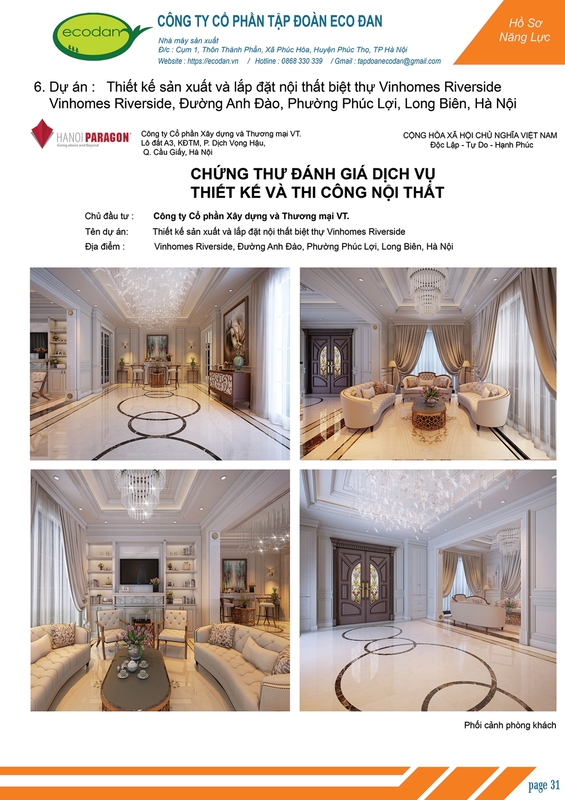Dự án biệt thự Vinhomes Riverside, Hà Nội