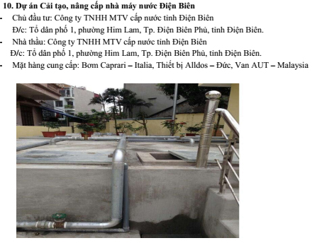 Dự án cải tạo, nâng cấp nhà máy nước Điện Biên