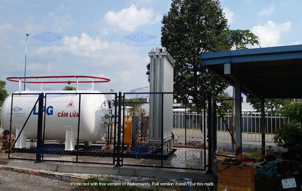 Trạm lpg bồn chứa 5 tấn với hóa hơi không dùng điện 100kg/hr