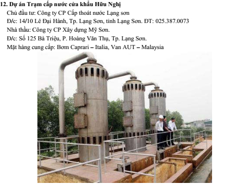 Dự án trạm cấp nước cửa khẩu Hữu Nghị