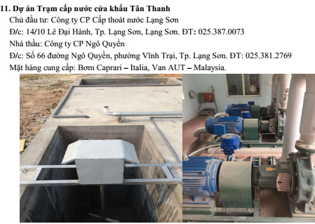Dự án trạm cấp nước cửa khẩu Tân Thành