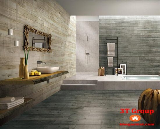 Gạch giả gỗ cao cấp 15x90 mã 9907 màu rêu