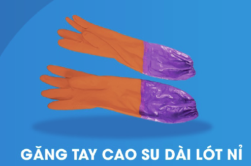 Găng tay cao su dài lót nỉ