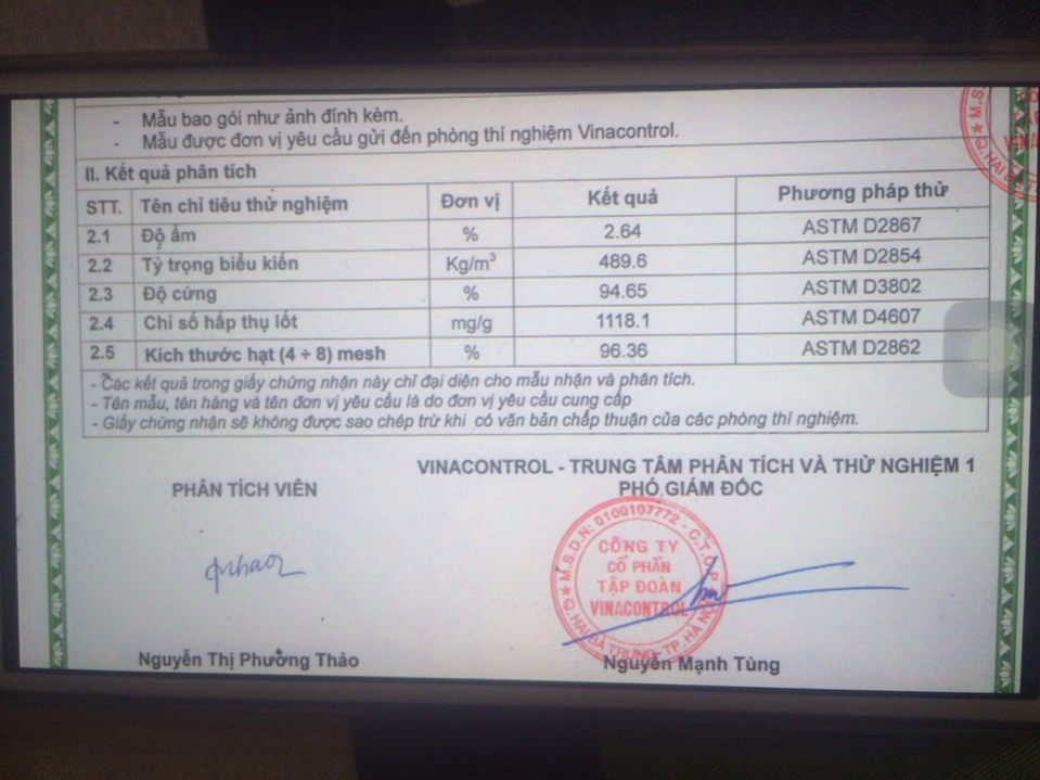 Bản chất lượng Than hoạt tính gáo dừa