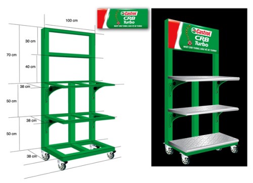 Gia công kệ quảng cáo