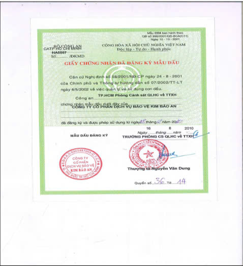 Giấy chứng nhận đăng ký mẫu dấu