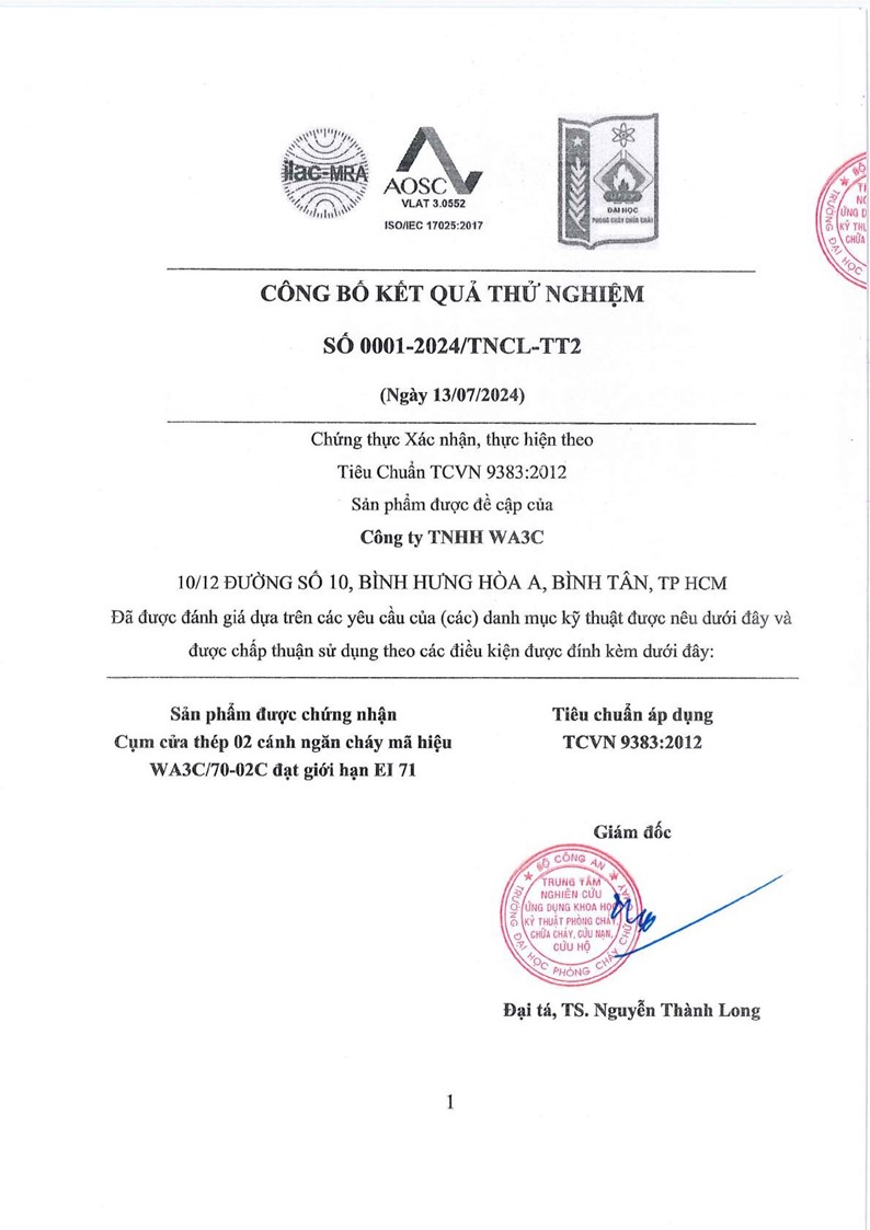 Giấy chứng nhận kiểm định pccc