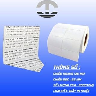 Decal nhiệt in mã vạch cỡ 35x22mm x 25m