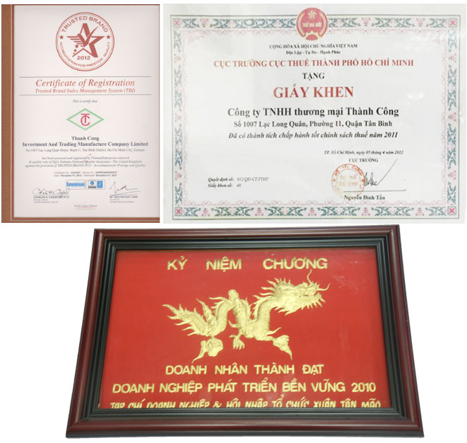 Giấy khen & chứng nhận 2012