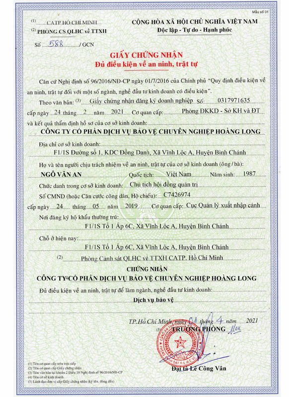 Giấy phép an ninh trật tự