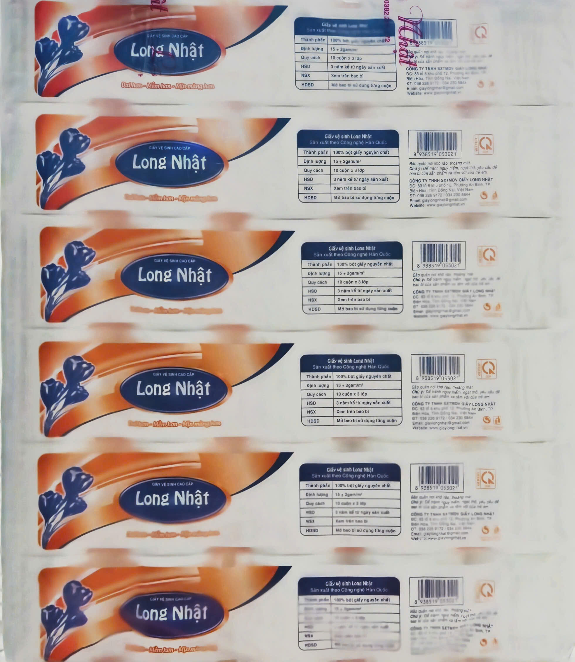 Giấy vệ sinh Long Nhật không lõi 10 cuộn/bịch