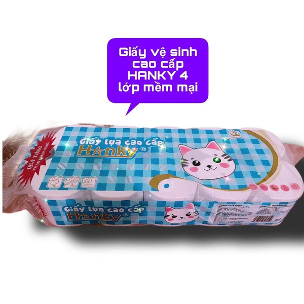 Giấy vệ sinh cuộn cao cấp Hanky 4 lớp siêu dai mềm mại