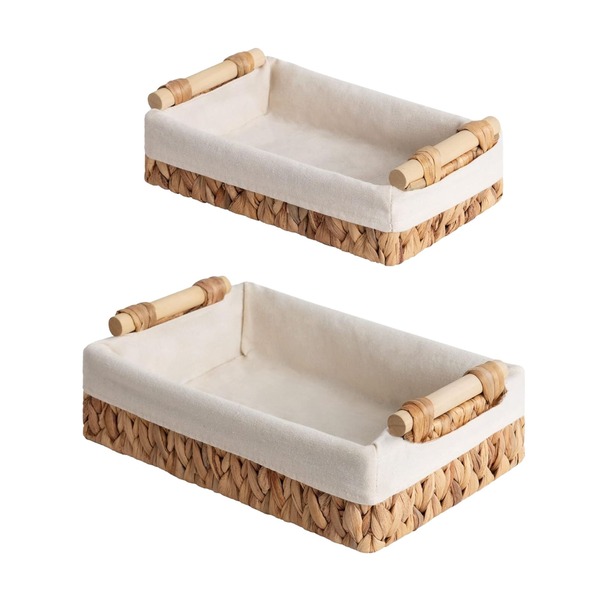 Giỏ lục bình đựng đồ trang trí có tay cầm gỗ