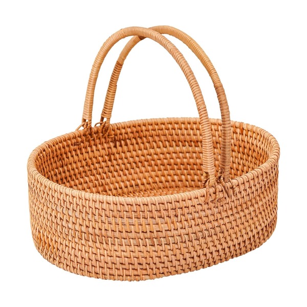 Giỏ mây picnic hình bầu dục có quai xách