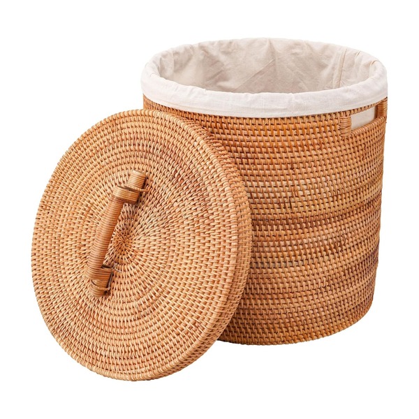 Giỏ mây tròn đựng đồ giặt có nắp
