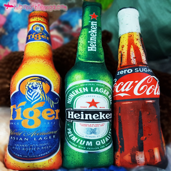 Gối ôm 3D chai bia, nước