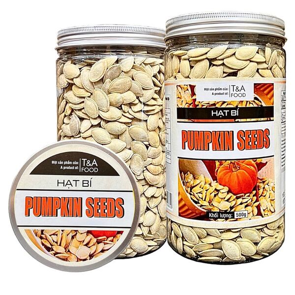 Hạt bí (còn vỏ, rang muối) hộp nắp nhôm 500gr