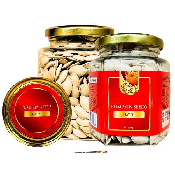 Hạt bí vỏ khối lượng tịnh 200g - Hủ thủy tinh lục giác 380ml
