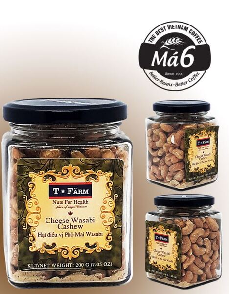 Hạt điều rang vị phô mai wasabi T-Farm - Keo thủy tinh 200gr