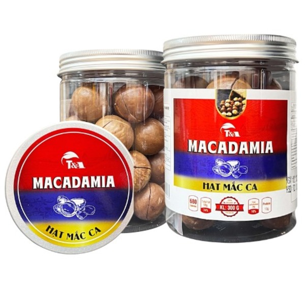 Hạt mắc ca (còn vỏ) có khóa tách, hộp nắp nhôm 300gr