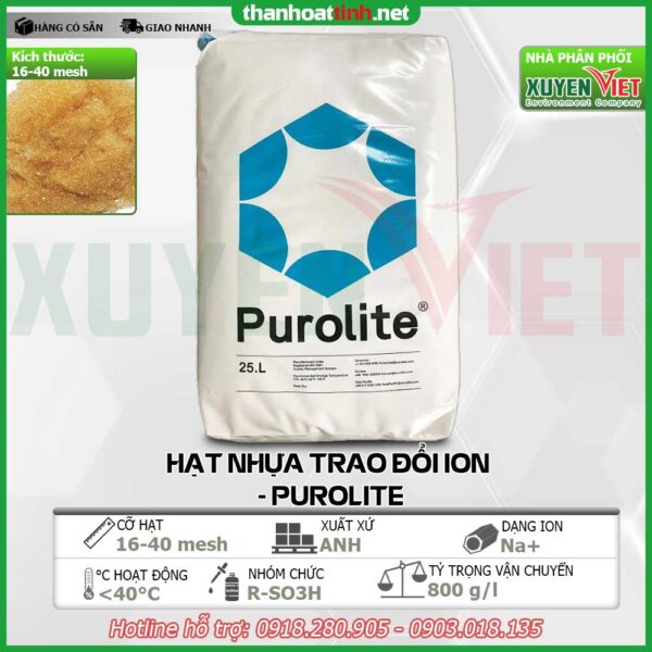 Hạt nhựa Cation Purolite C100 làm mềm nước