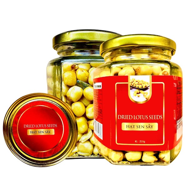 Hạt sen sấy khối lượng tịnh 200g - Hủ thủy tinh lục giác 380ml