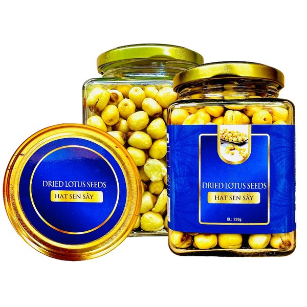 Hạt sen sấy khối lượng tịnh 200g - Hủ thủy tinh vuông 380ml