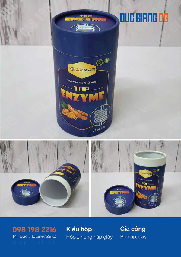 Hôp trụ tròn 2 nòng nắp giấy