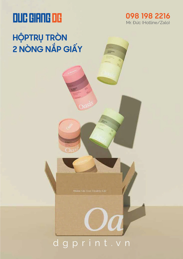 Hôp trụ tròn 2 nòng nắp giấy